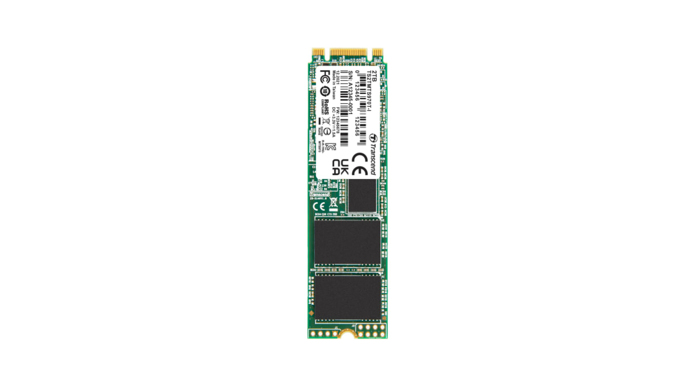 Disco duro SDD interno M.2 2280 Transcend de 2 TB, SATA III, 3D TLC, para aplicaciones industriales