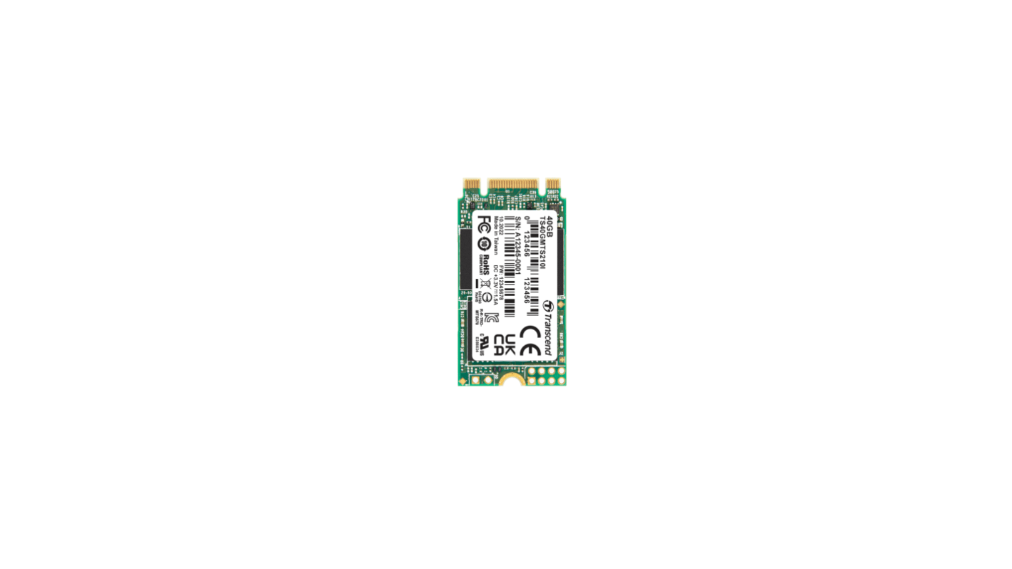 Transcend MTS210I, M.2 2242 Intern HDD-Festplatte SATA III Industrieausführung, 3D TLC, 40 GB, SSD