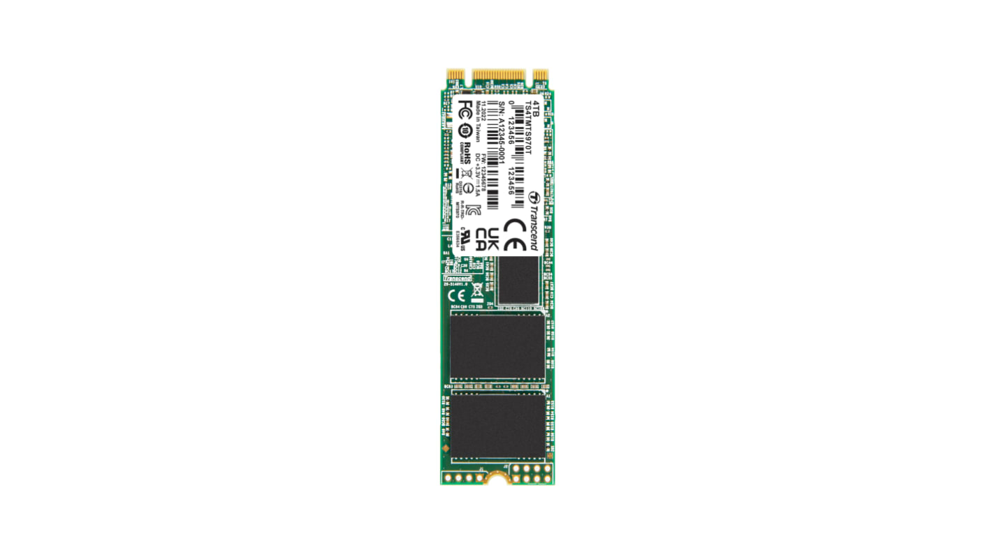 Transcend MTS970T, M.2 2280 Intern HDD-Festplatte SATA III Industrieausführung, 3D TLC, 4 TB, SSD