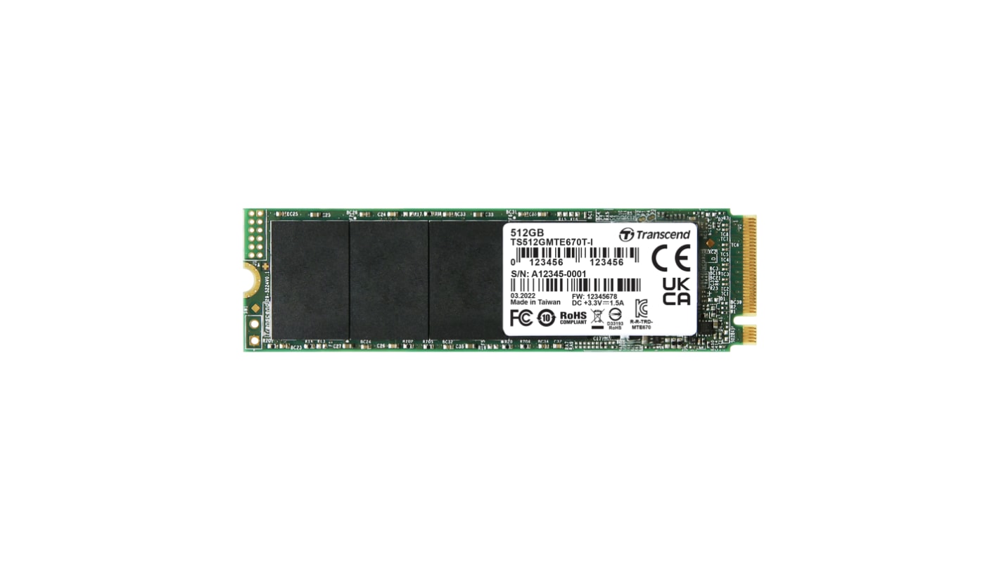 Disque SSD 512 Go M.2 2280 NVMe PCIe Gen 3 x 4 MTE670T-I