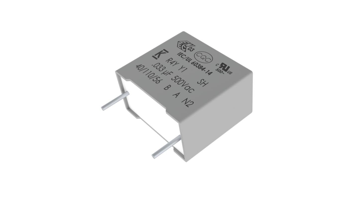 Condensador de película KEMET, 4.7nF, ±10%, 500V dc, Montaje en orificio pasante