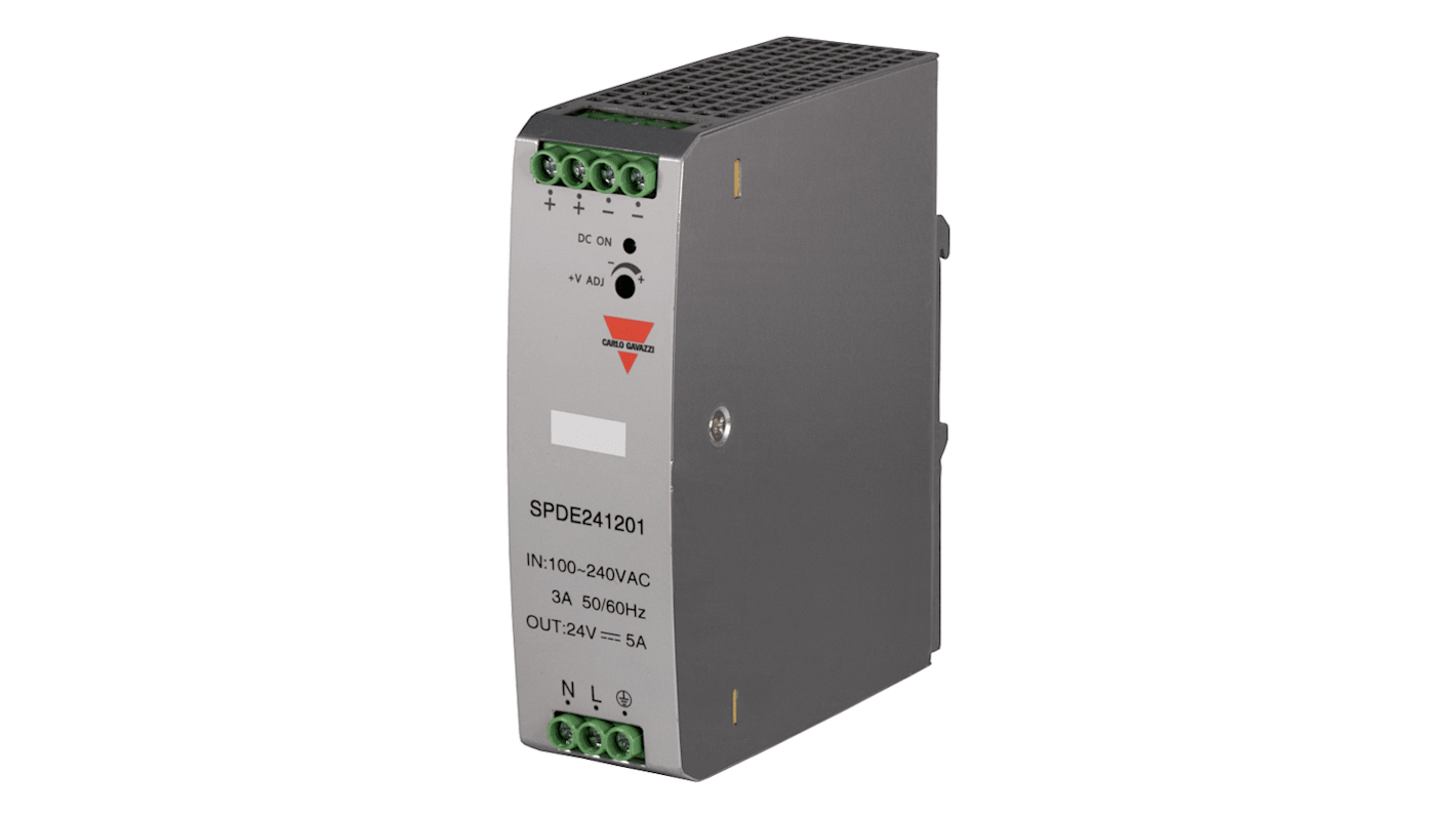 Alimentation pour rail DIN Carlo Gavazzi, série SPDE, 24V c.c.out 5A, 120W