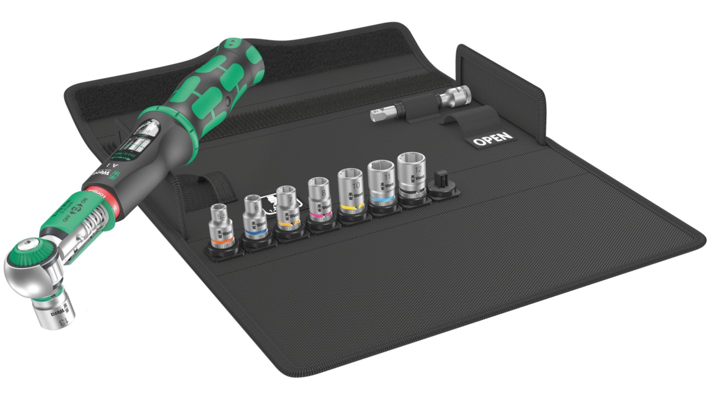 Wera Safe-Torque A 1 Set 1 Click Torque Wrench Set, 2 → 12Nm, 1/4 in Drive, Square Drive
