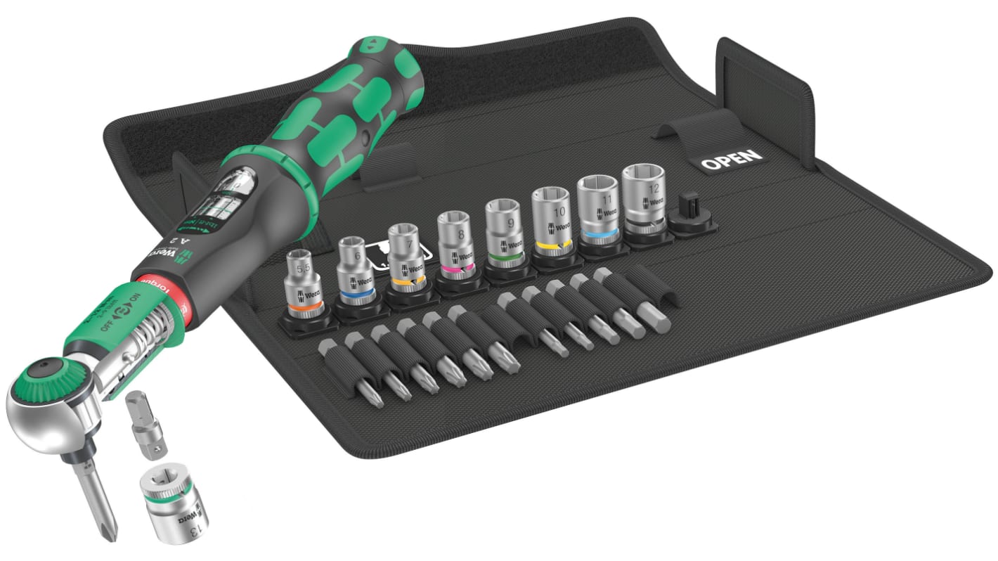 Wera Safe-Torque A 2 Set 1 Click Torque Wrench Set, 2 → 12Nm, 1/4 in Drive, Hex Drive