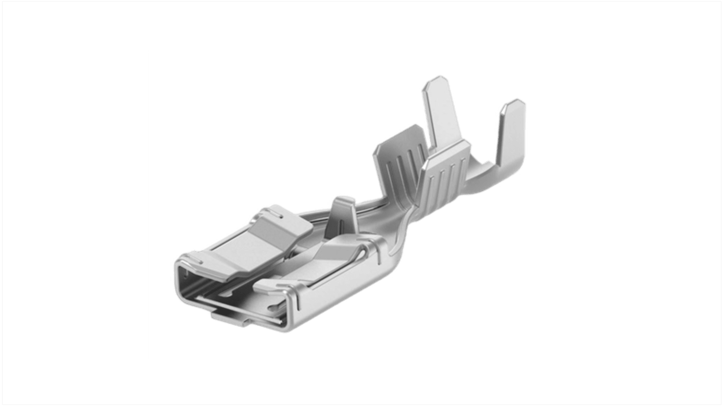 TE Connectivity 250 FSPRING Silver Uninsulated Receptacle Spade Connector, 6.35 x 0.8mm Tab Size