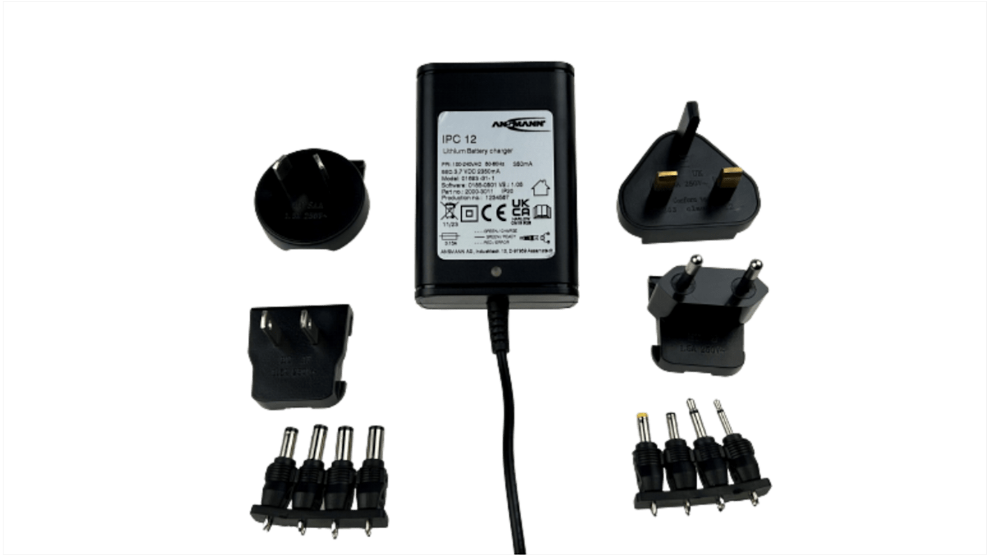 Chargeur de batterie Lithium-Ion Ansmann IPC12 Pack batterie, 3.7V, avec prise AUS, EU, UK, USA