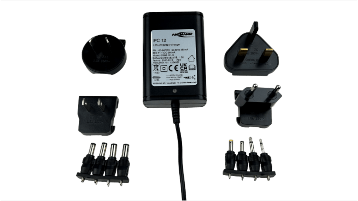 Ansmann IPC12 Akkuladegerät für 3 Lithium-Ion Akkus , 3.7V/0.96A-