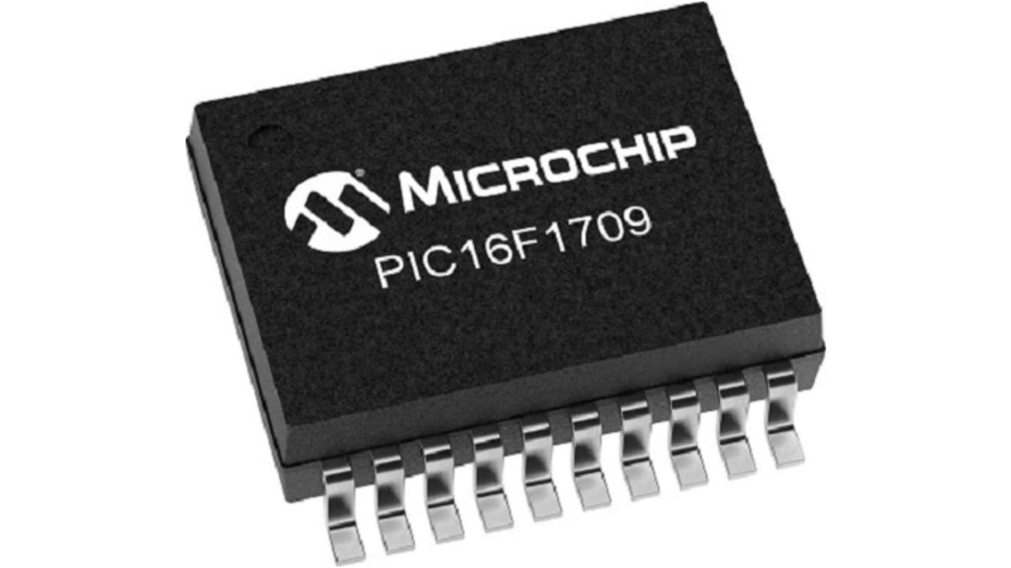 Microcontrolador MCU Microchip PIC16F1709T-I/SS, núcleo MCU de 8 bits, SSOP de 20 pines