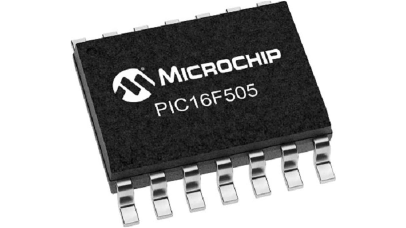 Microcontrolador MCU Microchip PIC16F505-E/SL, núcleo MCU de 8 bits, SOIC de 14 pines