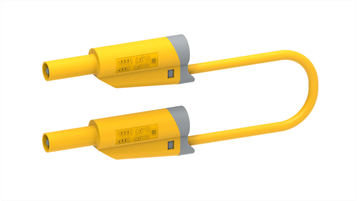 Cable de prueba Electro PJP de color Amarillo, Macho, 600V, 36A, 50cm