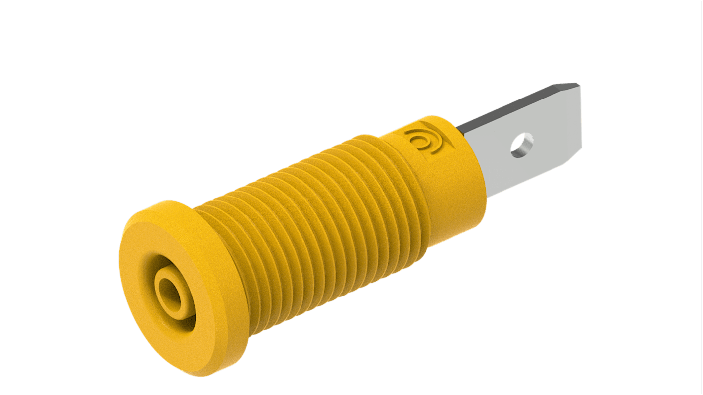 Conector banana hembra Hembra, 10A, 600V, Amarillo