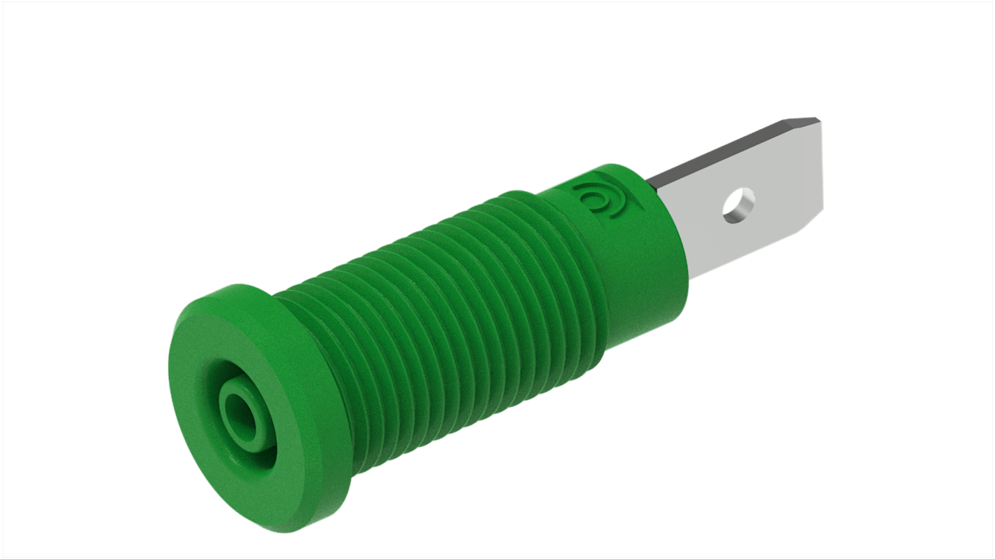 Conector banana hembra Hembra, 10A, 600V, Verde