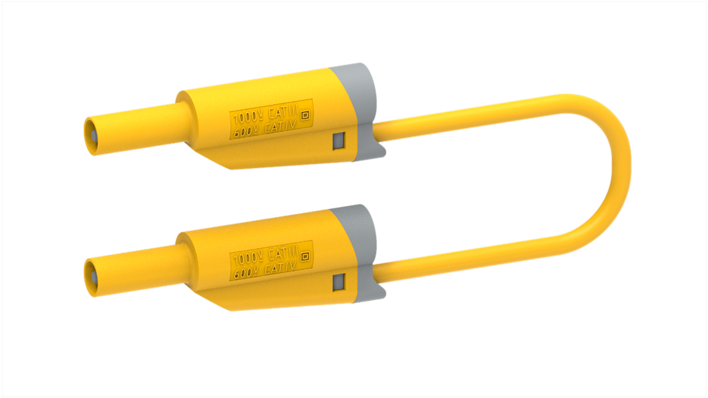 Electro PJP Test lead, 36A, 1kV, Yellow, 50cm Lead Length