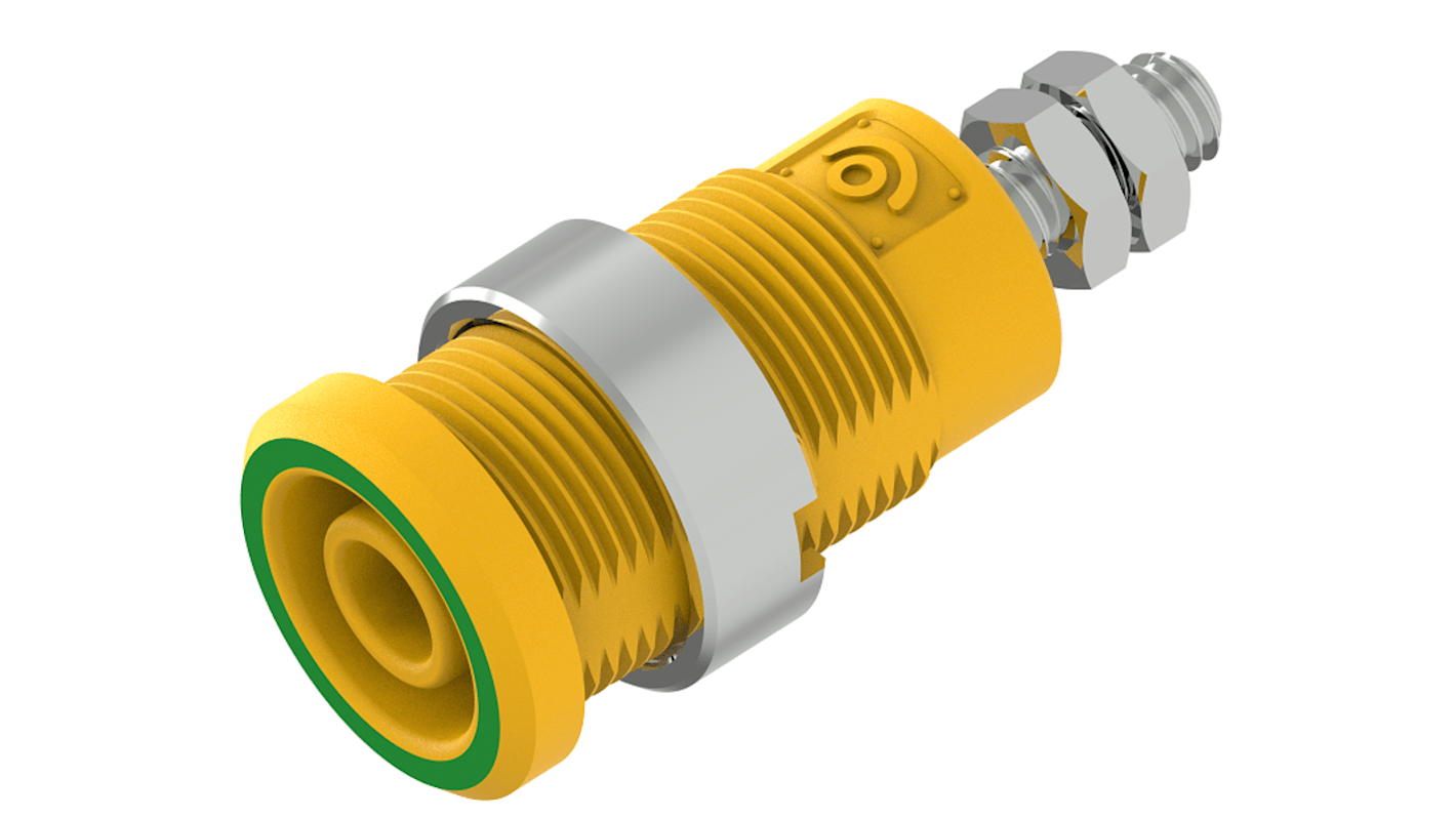 Electro PJP Green, Yellow Female Banana Socket, Plug In Termination, 25A, 600 → 1000V