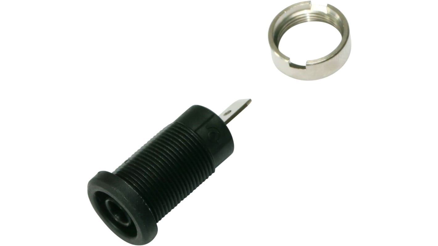 Conector banana hembra Hembra, 36A, 600 → 1000V, Negro