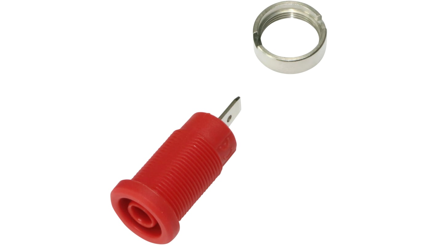 Conector banana hembra Hembra, 36A, 600 → 1000V, Rojo