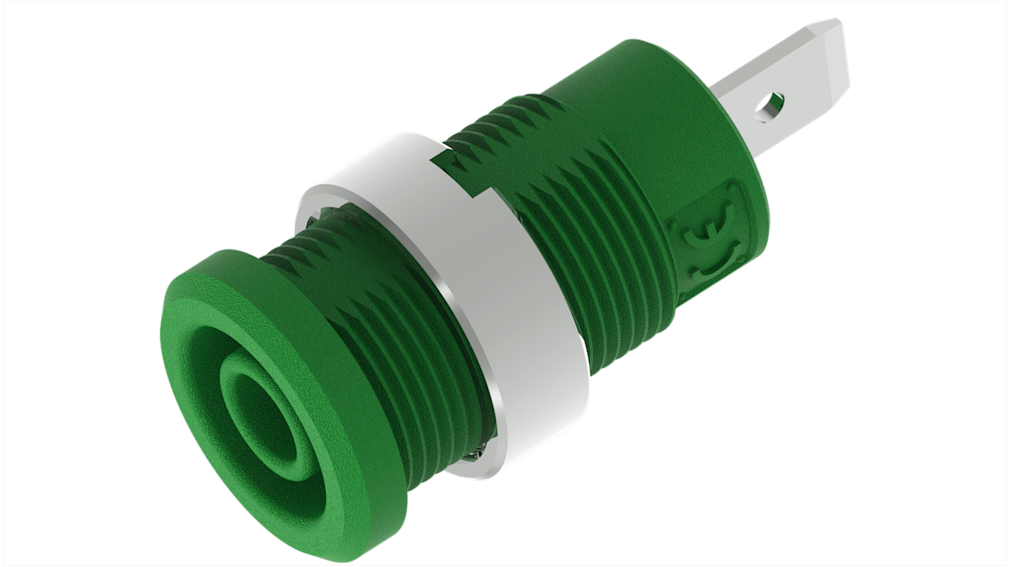 Conector banana hembra Hembra, 36A, 600 → 1000V, Verde