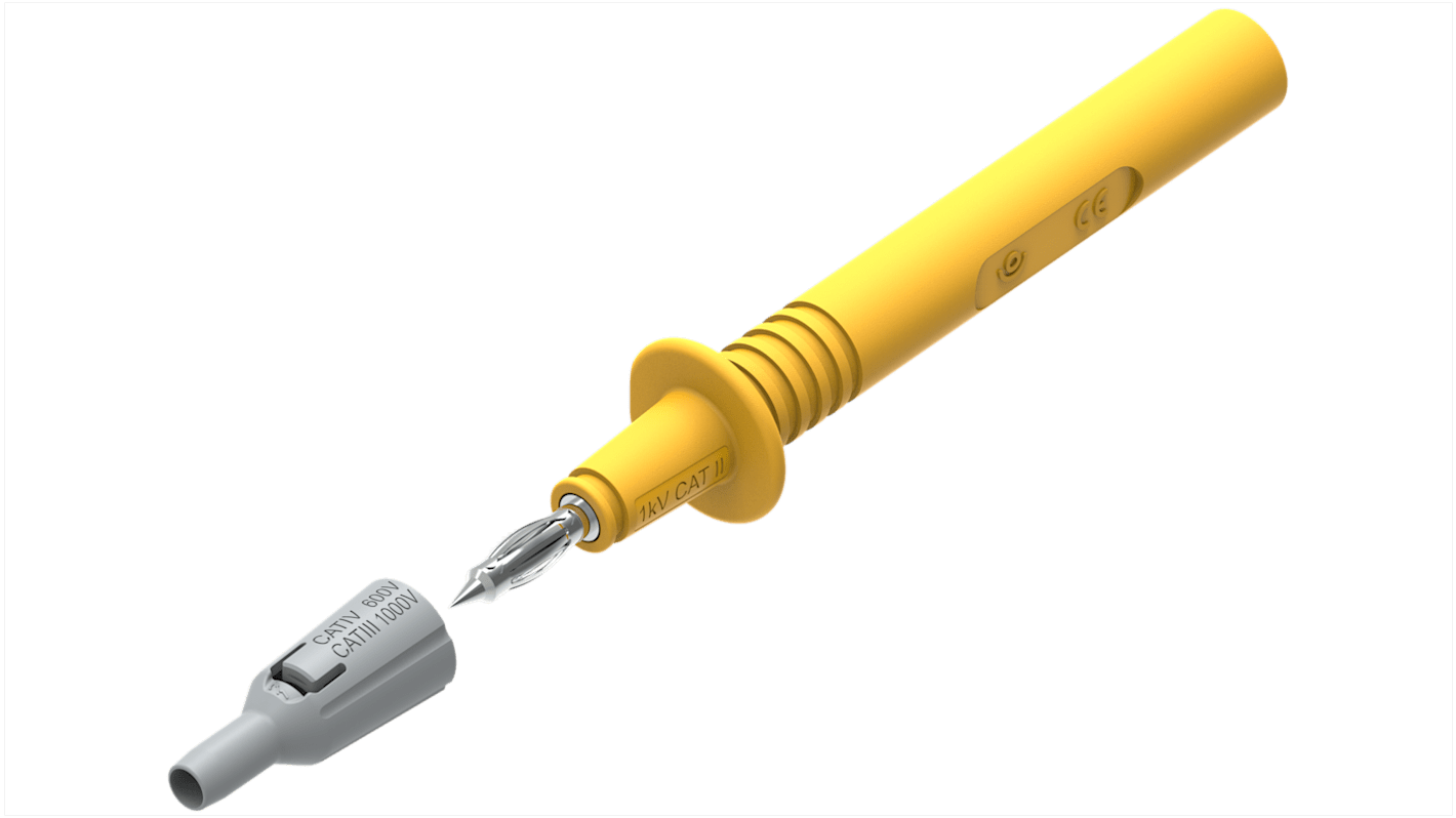 Sonde de test Electro PJP, Etroit, pointe de 4mm, 1kV, 36A, Jaune