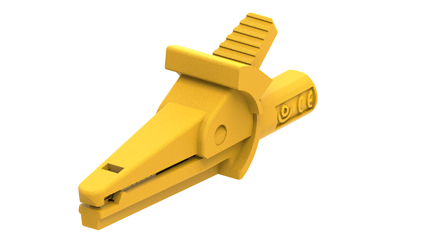 Electro PJP Alligator Clip, Nickel Plated Brass Contact, 10A, Yellow