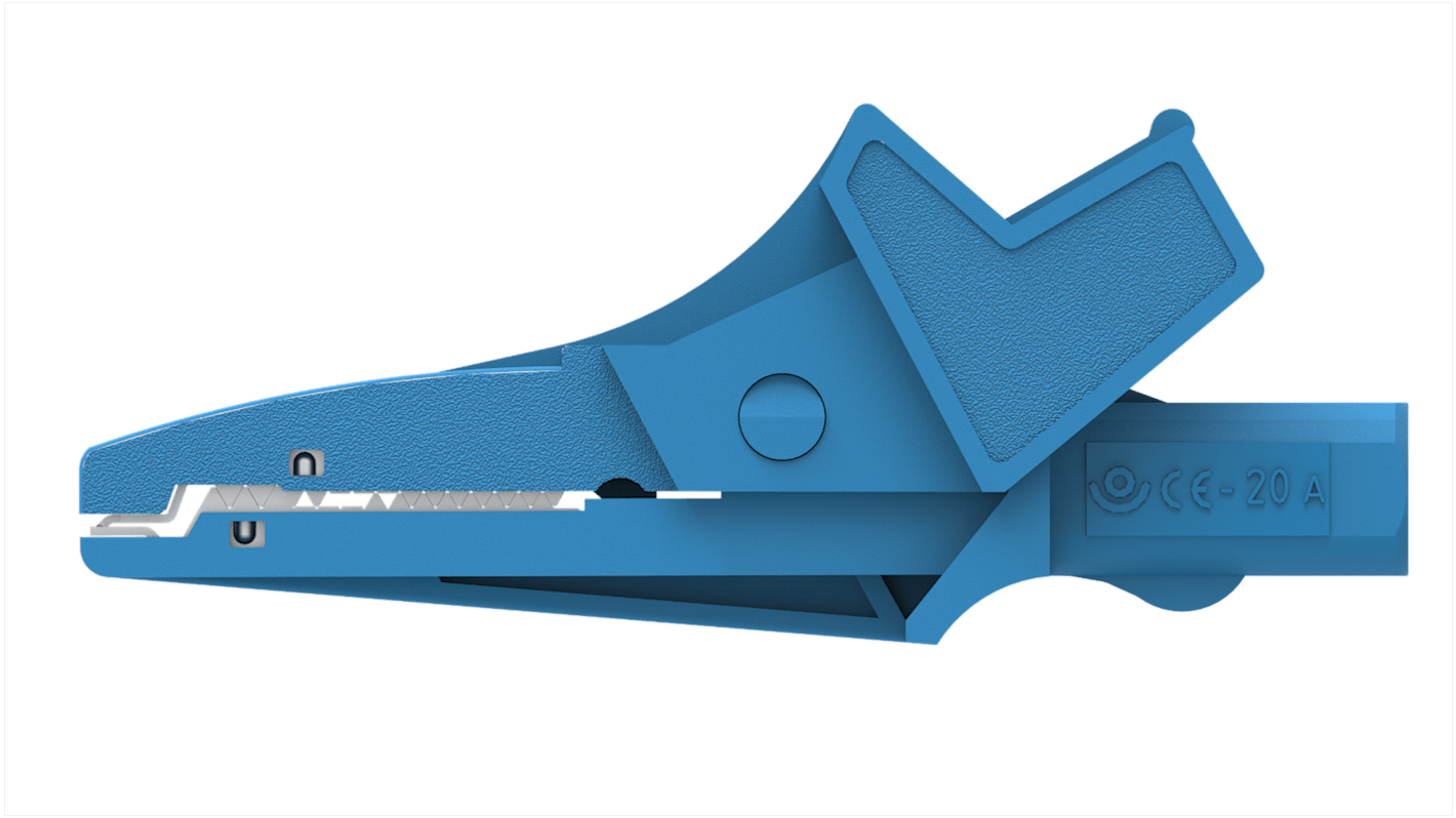 Electro PJP, Krokodilcsipesz 5004/LM-IEC-Bl Nikkelbevonatú acél 20A 22mm Kék