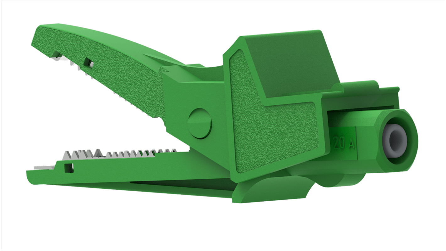 Electro PJP Vernickelte 22mm Krokodilklemme, Grün isoliert, 20A