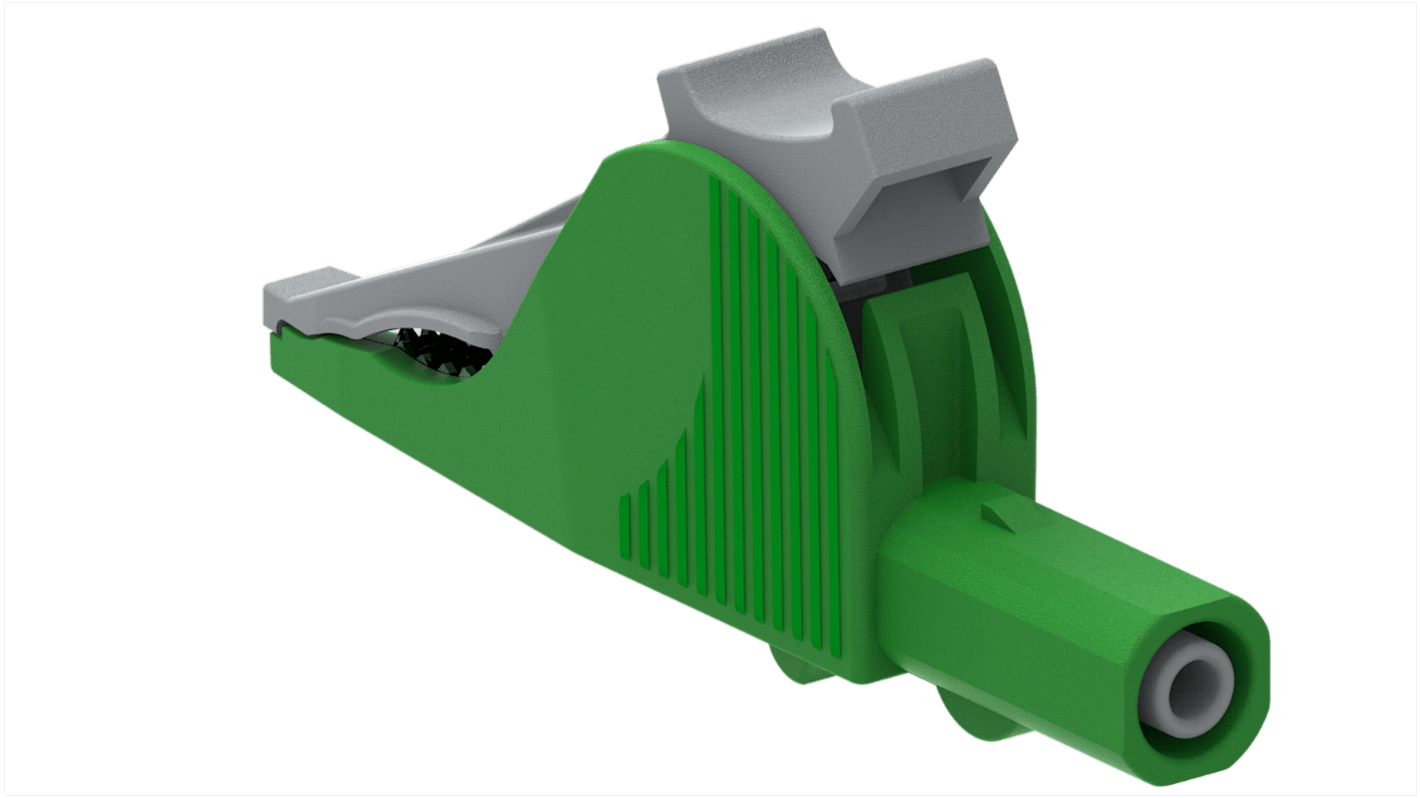 Electro PJP Vernickelte 32mm Krokodilklemme, Grün isoliert, 36A