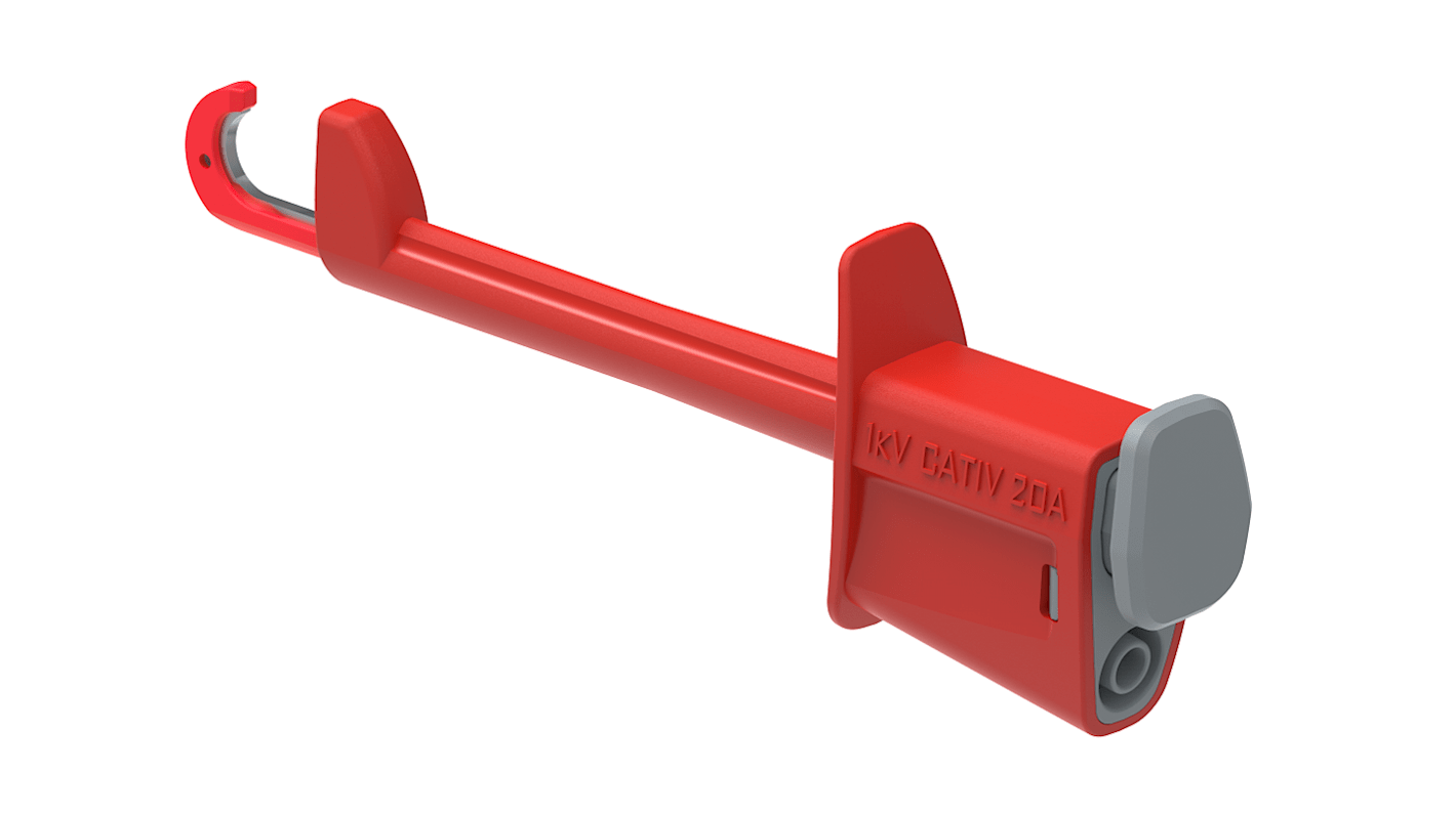 Electro PJP Red Hook Clip, 20A, 1kV, 4mm Socket