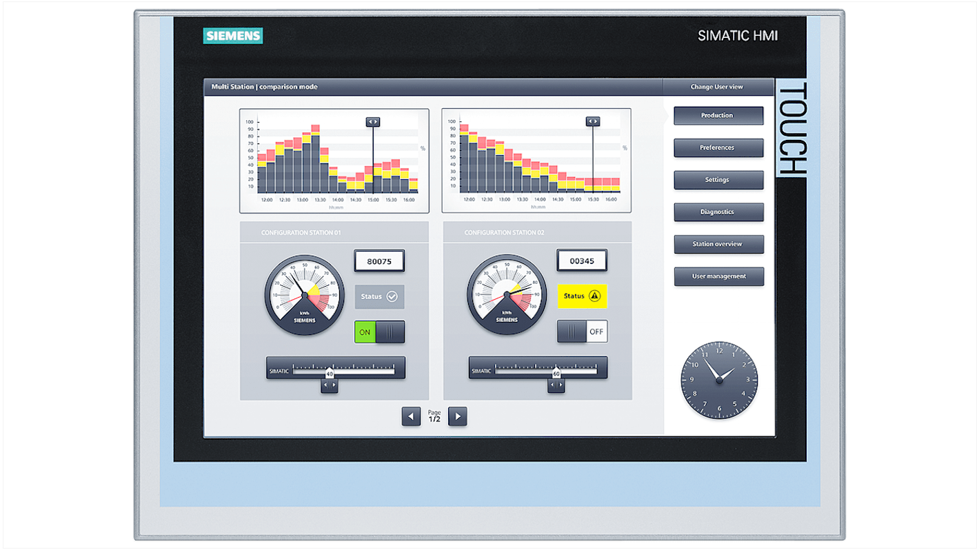 Pannello HMI Siemens, TP1500 Comfort, 15,4 in, serie SIPLUS, display TFT