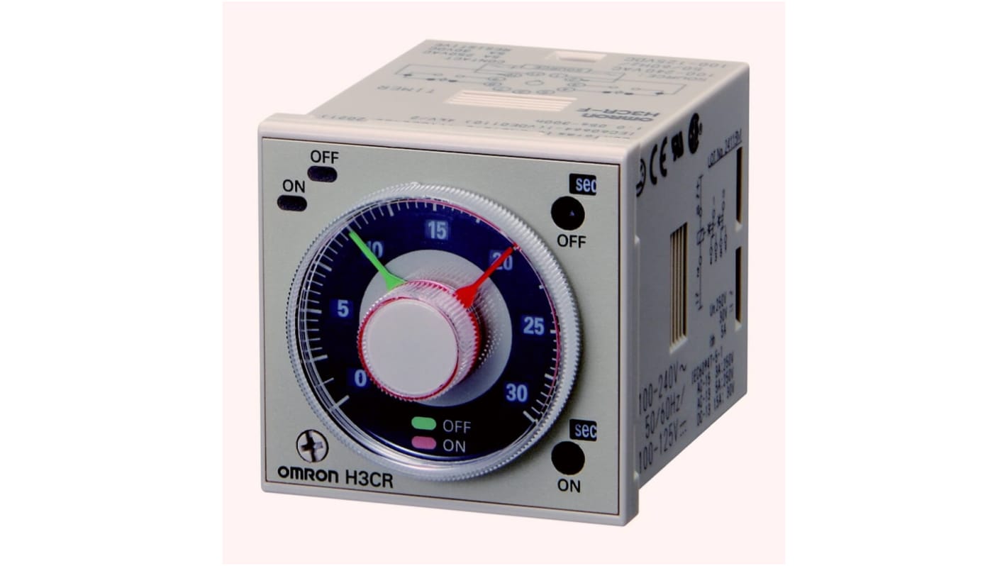 Timer Relay Omron, intervallo 0.05 → 1080000s, 2 poli, DPDT, A innesto