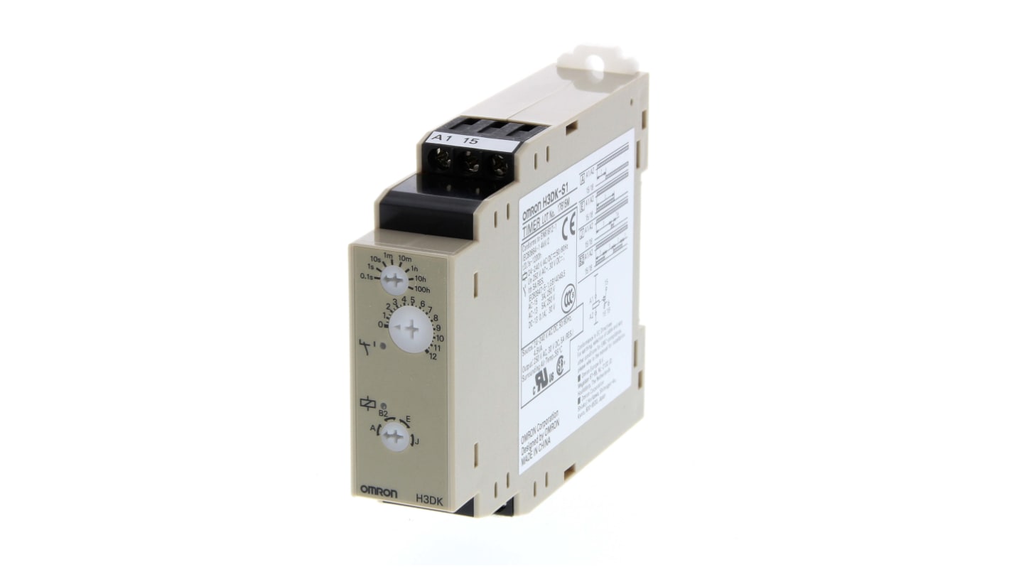 H3DKS1 AC/DC24240 Omron DIN Rail Mount Timer Relay, 24240V ac/dc, 2Contact, 0.1 → 4320000s