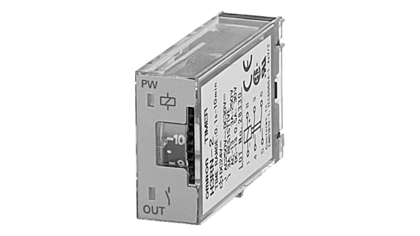 Relais temporisé Omron, 12V c.c., Enfichable, 2 contacts