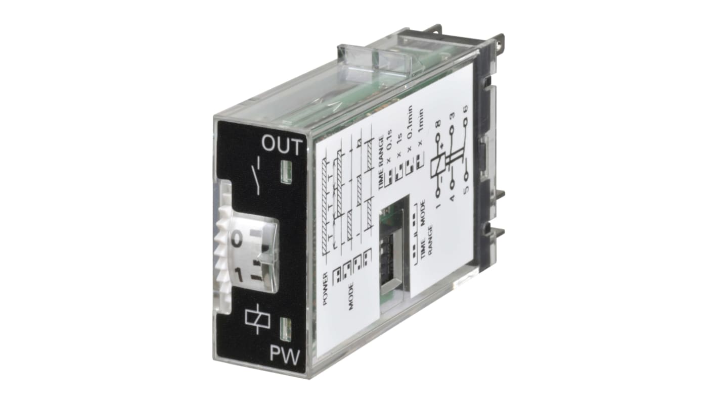 Omron Zeitrelais, Steckanschluss , 0.1 → 600s, 24V dc, 1 Kont. Multifunktion, 1-poliger Schließer