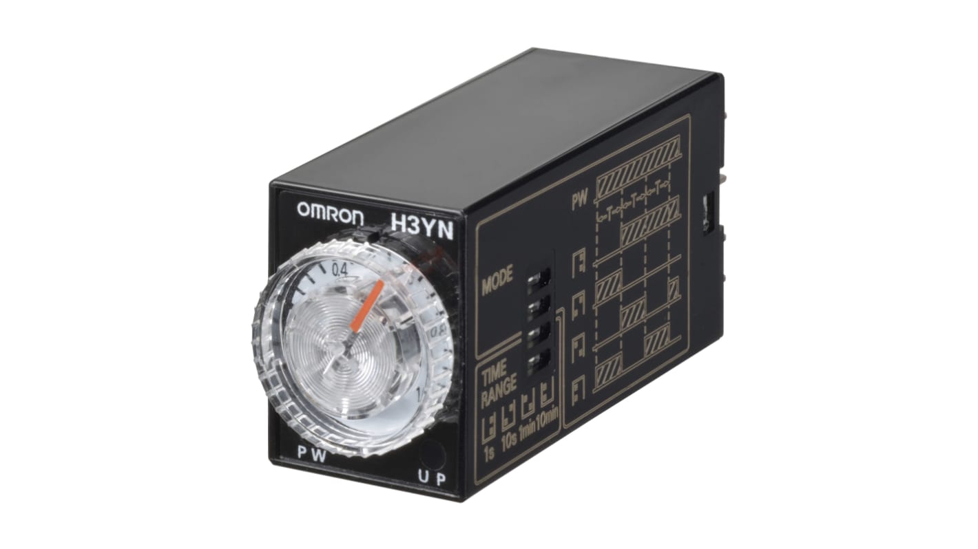 Omron Zeitrelais, Steckanschluss , 0.1 → 600s, 100-120V ac, 4 Kont. Multifunktion, 2-poliger Wechsler