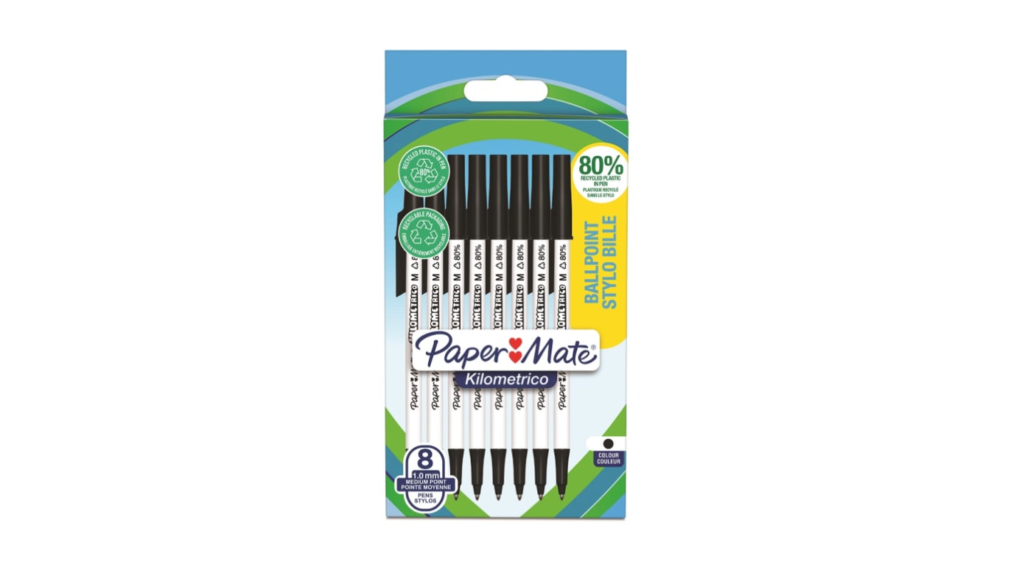 Paper Mate Black Ball Point Pen, Medium Tip Size