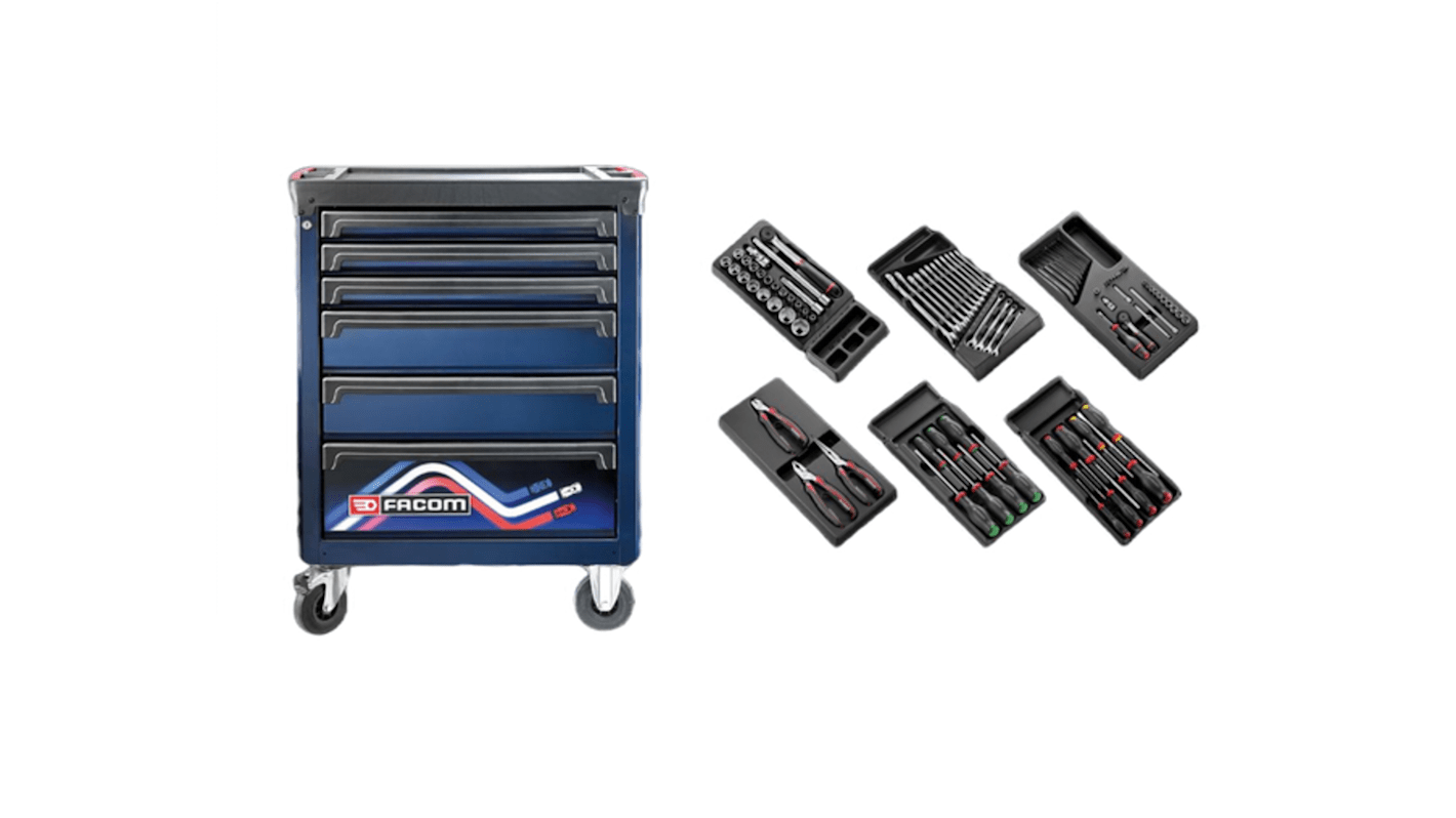Carro de herramientas Facom de Acero con 6 cajones, 569mm (l.) x 515mm (an.) x 972mm (alt.)