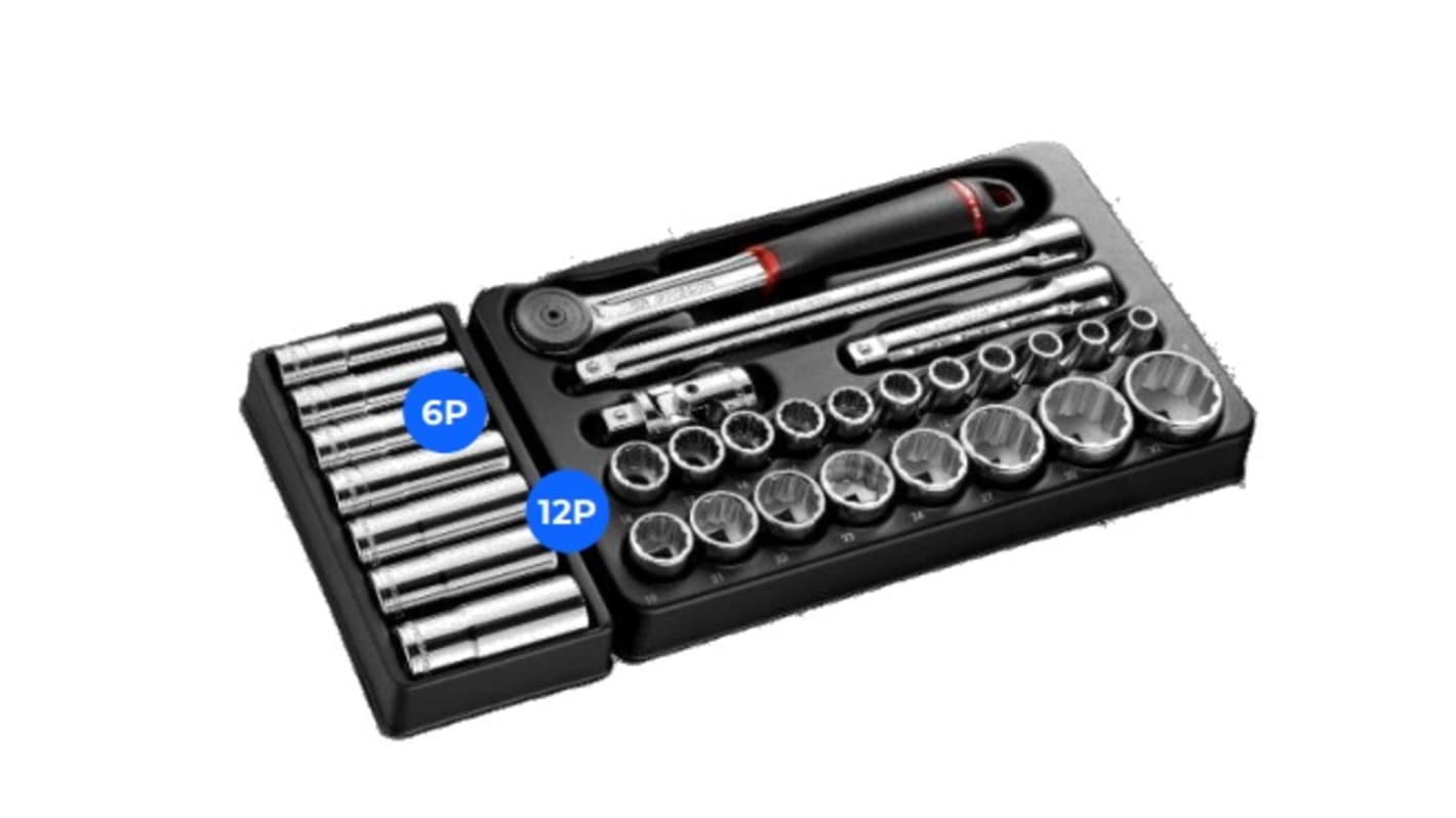 S.16124H 23Piece 1/2 in Deep Socket/Standard Socket Set with
