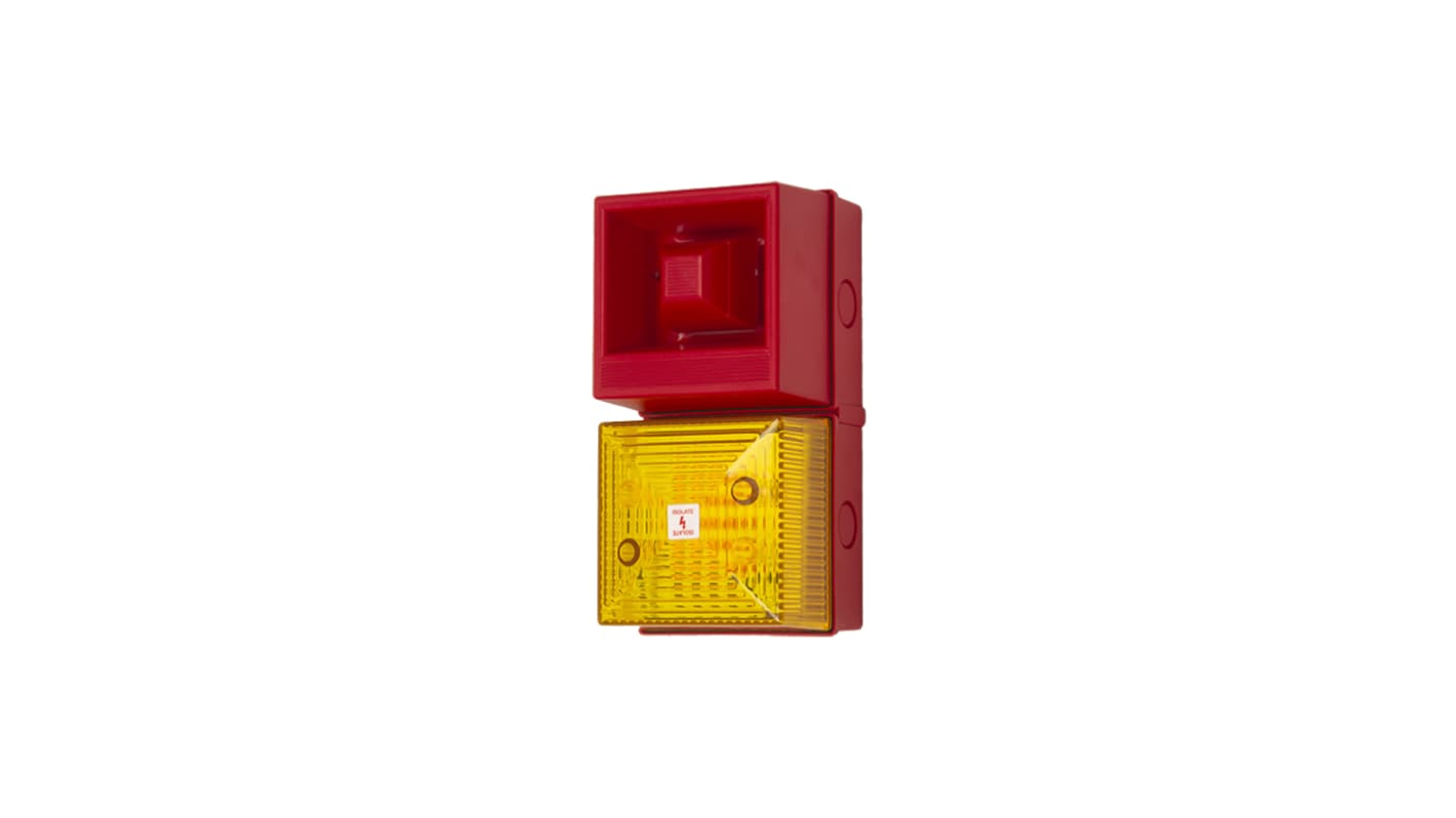 Clifford & Snell YL40 Series Yellow Sounder Beacon, 48 V dc, IP65, Base-mounted, 108dB at 1 Metre