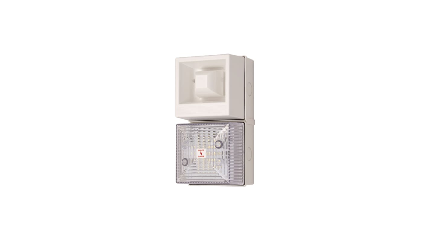 Clifford & Snell YL40 Series Clear Sounder Beacon, 24 V dc, IP65, Base-mounted, 108dB at 1 Metre