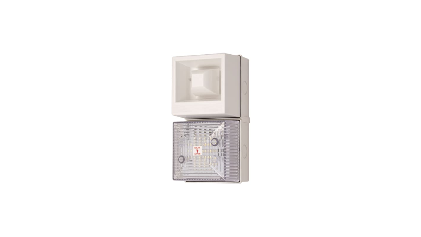 Indicator luminoso y acústico LED Clifford & Snell YL40, 24 V dc, Transparente, Intermitente, 108dB @ 1m, IP65