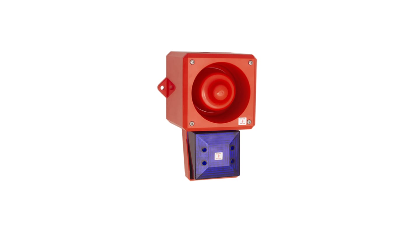 Indicator luminoso y acústico LED Clifford & Snell YL50 Hi Vis, 24 V dc, Azul, Intermitente, 112dB @ 1m, IP66