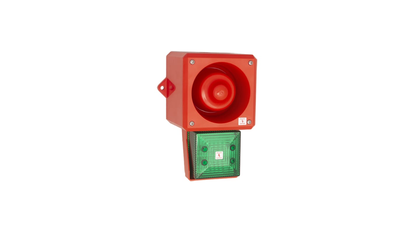 Indicator luminoso y acústico LED Clifford & Snell YL50 Hi Vis, 48 V dc, Verde, Intermitente, 112dB @ 1m, IP66