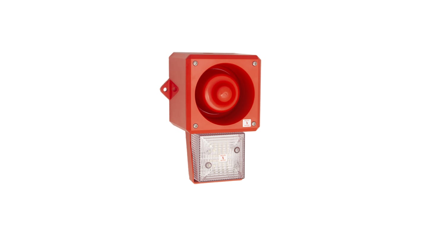 Clifford & Snell YL50 Hi Vis Series Clear Sounder Beacon, 115 V ac, IP66, Wall or Bulkhead, 112dB at 1 Metre