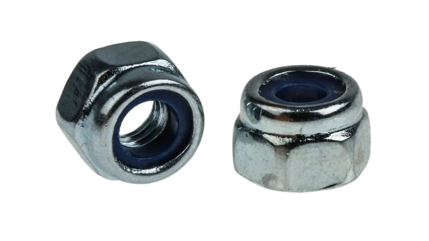 RS PRO, Bright Zinc Plated Bright Zinc Plated Steel Hex Nut, DIN 982, M5