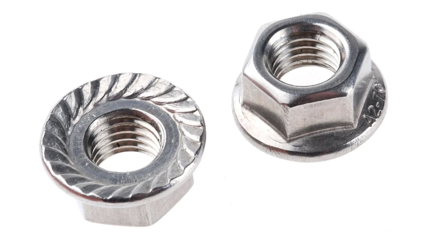 RS PRO, Plain Stainless Steel Flanged Hex Nut, DIN 6923, M10