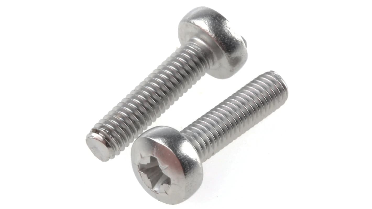 RS PRO Pozidriv Round A2 304 Stainless Steel Machine Screw DIN 7985, M3x12mm