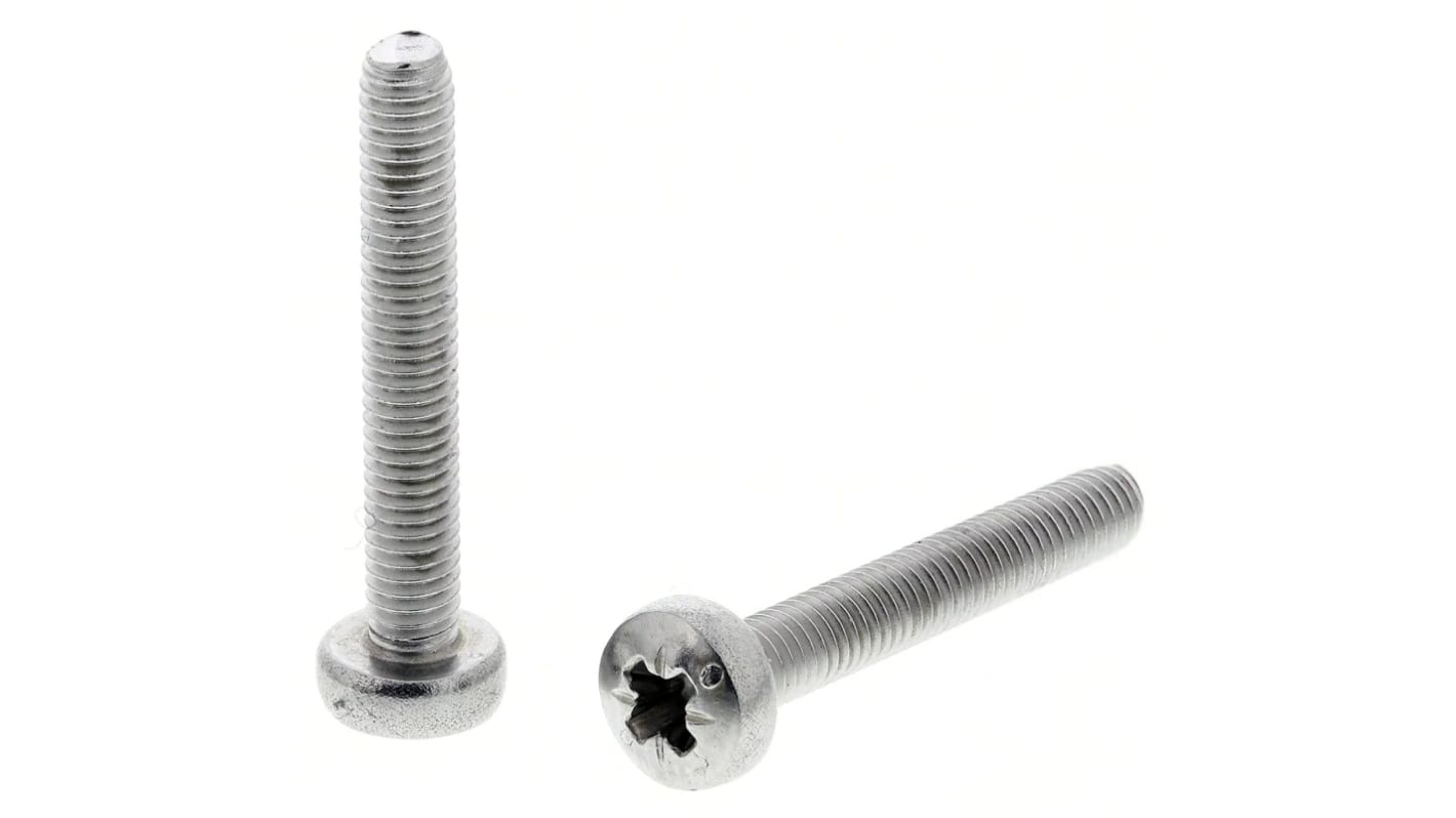 RS PRO Pozi Pan A4 316 Stainless Steel Machine Screw DIN 7985, M3x20mm