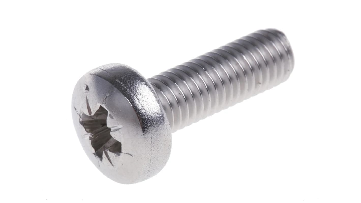 RS PRO Pozidriv Pan A4 316 Stainless Steel Machine Screw DIN 7985, M5x16mmx0.629in