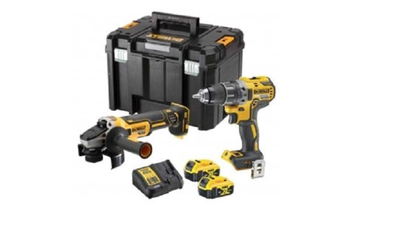 Kit d'outils électriques DeWALT Li-Ion : Perceuse-visseuse + Meuleuse XR 18V 5Ah