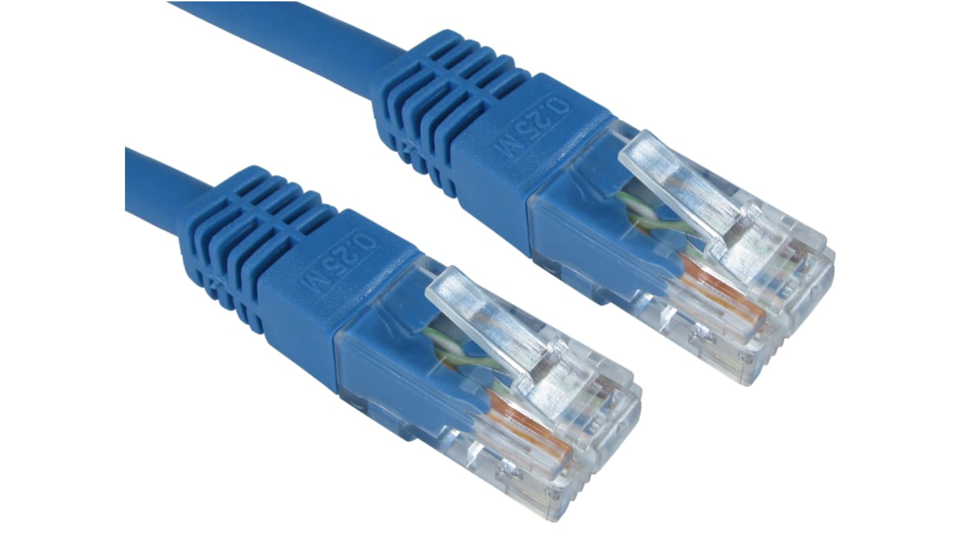 Câble Ethernet catégorie 6 UTP RS PRO, Bleu, 500mm PVC Avec connecteur Droit