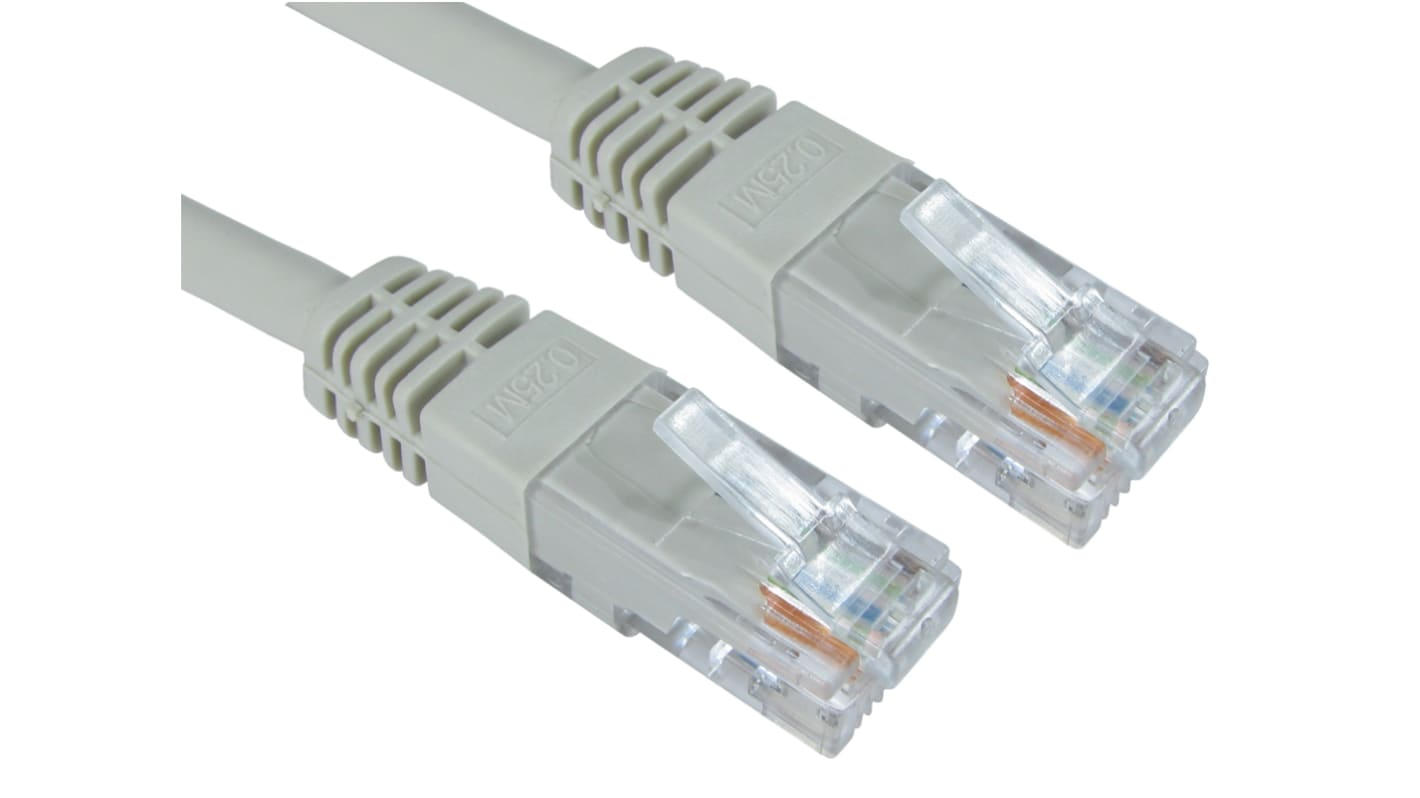 RS PRO Ethernetkabel Cat.6, 250mm, Grau Patchkabel, A RJ45 UTP Stecker, B RJ45, PVC